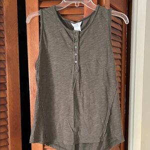 Olive Button-Front Tank Top